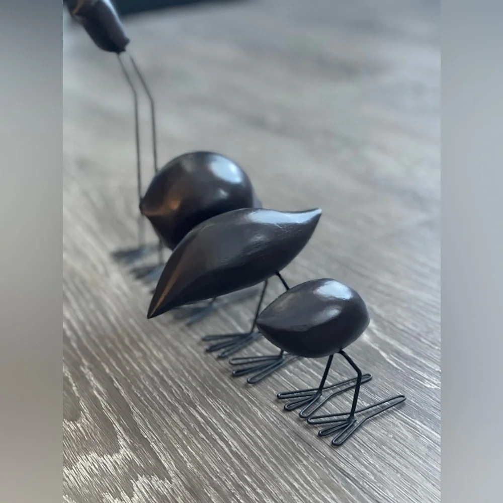 FISKELAGE Dark Wood 4 Metal BIRD Figures W/ Metal Legs Minimalist Modern IKEA - Picture 3 of 4